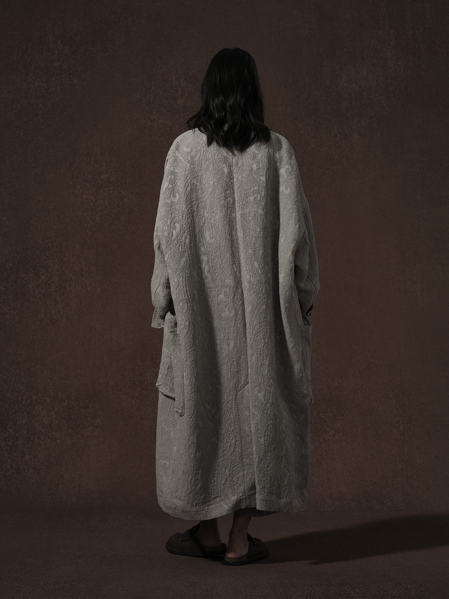 LABELDEL 25AW亚麻提花长袍大衣和裤子4