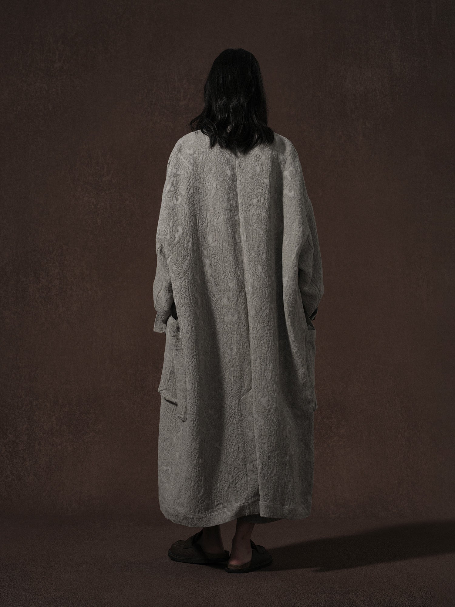 LABELDEL 25AW亚麻提花长袍大衣和裤子4