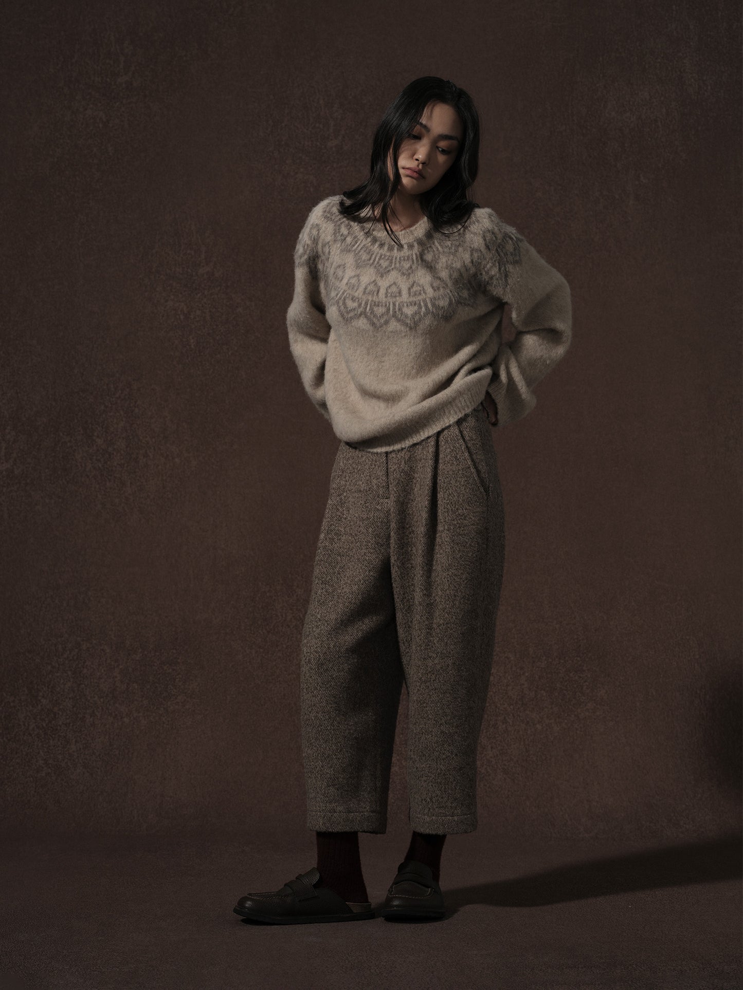 LABELDEL 25AW燕麦色唐纹费尔岛毛衣2