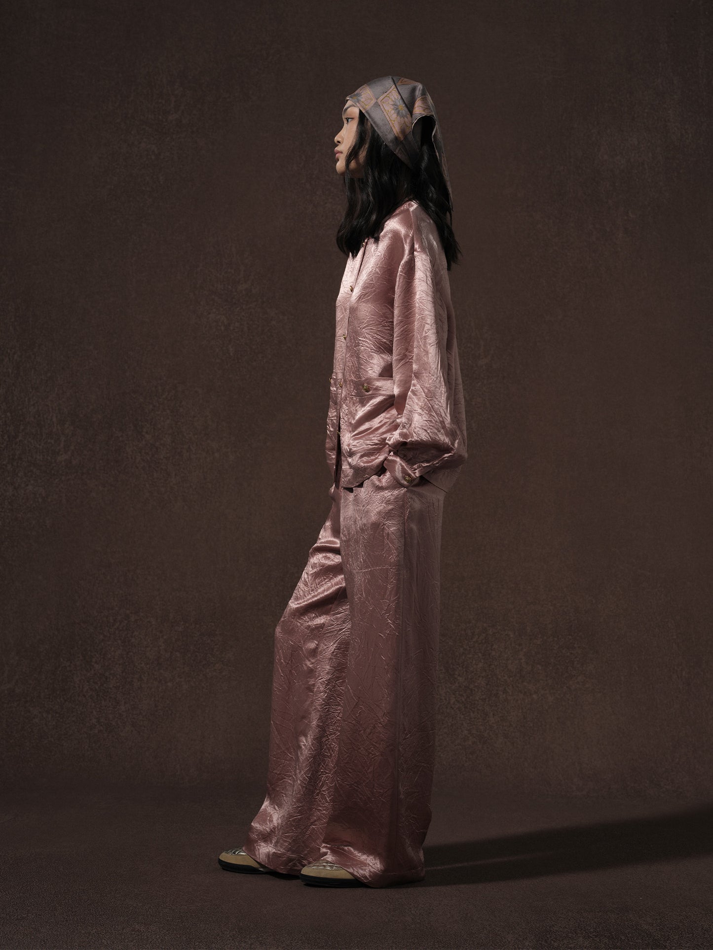 LABELDEL 25AW粉色醋酸长袖衬衫裤子2