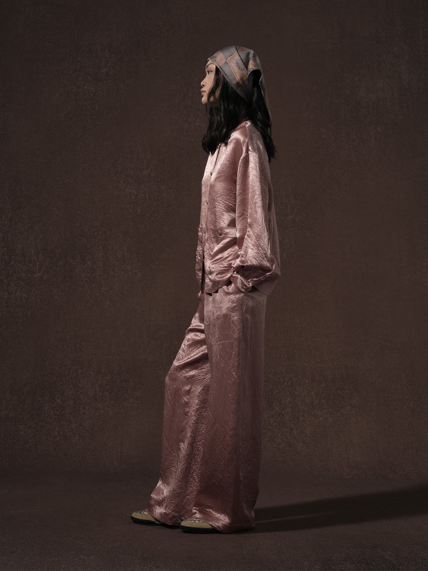 LABELDEL 25AW粉色醋酸长袖衬衫裤子2