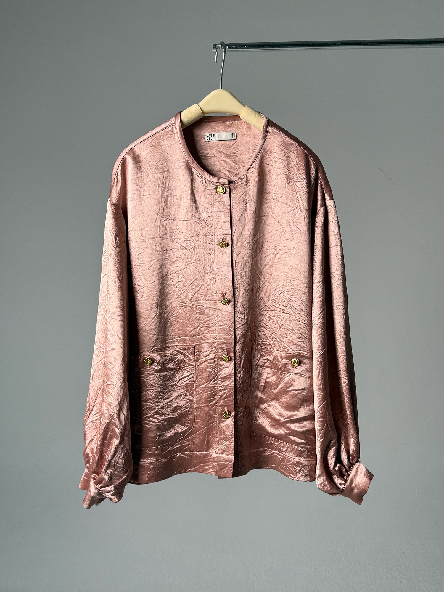 LABELDEL 25AW粉色醋酸长袖衬衫白底图