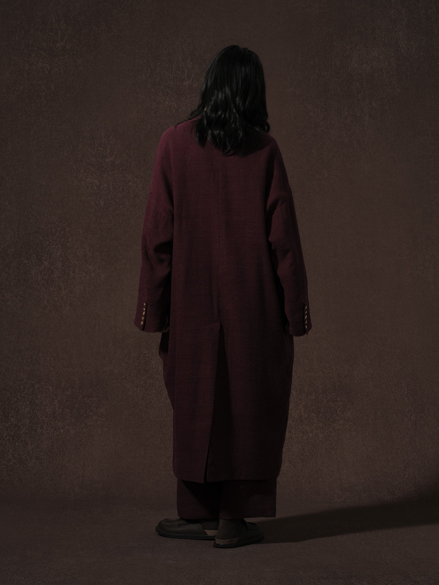 LABELDEL 25AW 红色亚麻羊毛长大衣3