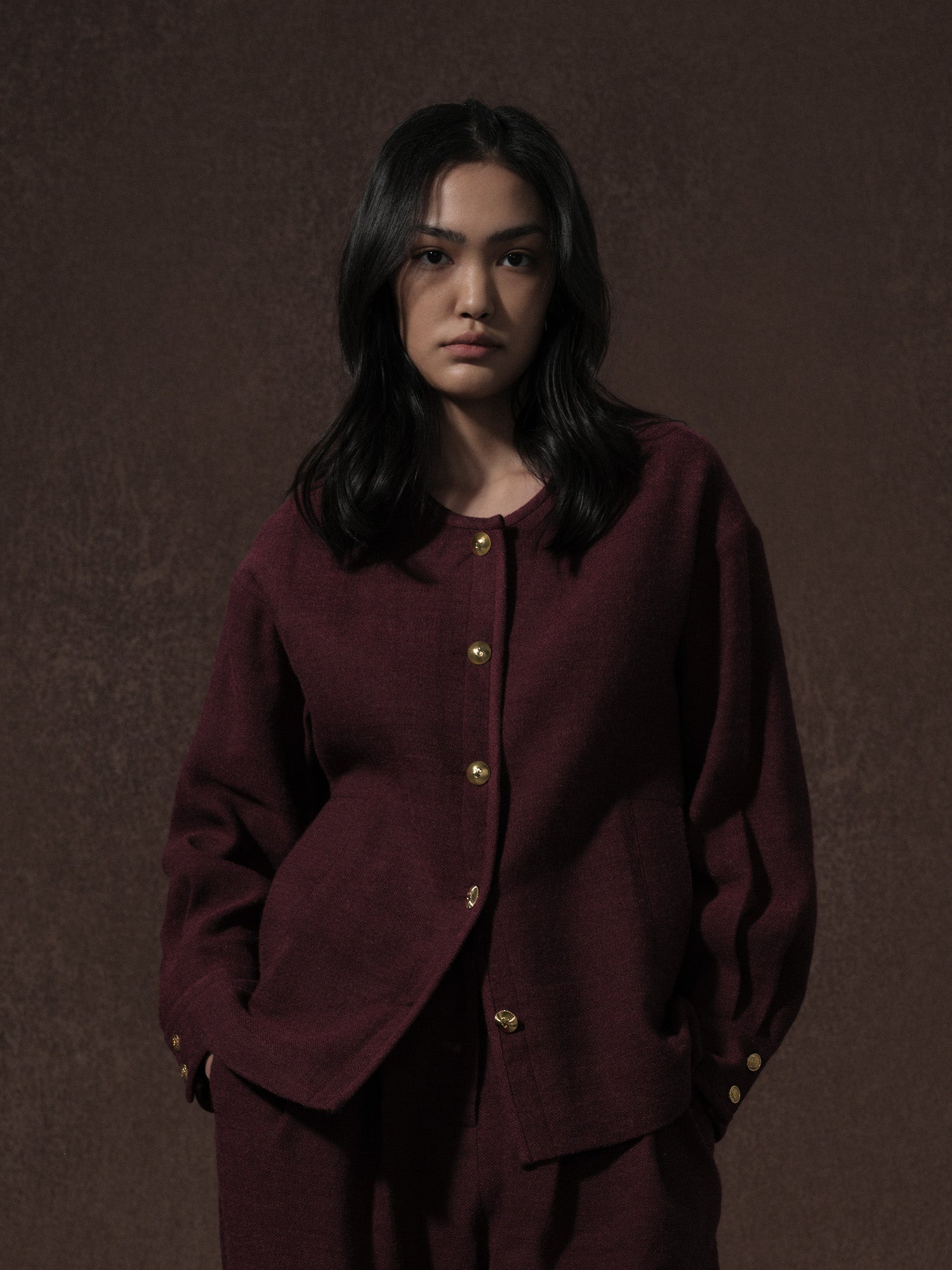 LABELDEL 25AW红色麻毛衬衫外套0