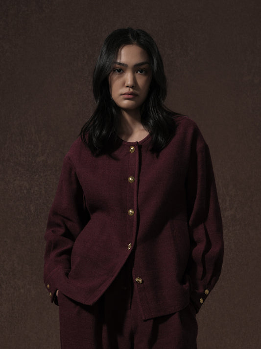 LABELDEL 25AW红色麻毛衬衫外套0