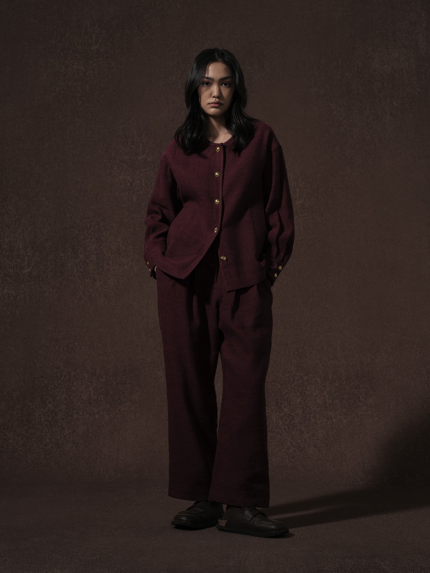 LABELDEL 25AW红色麻毛衬衫外套 裤子1