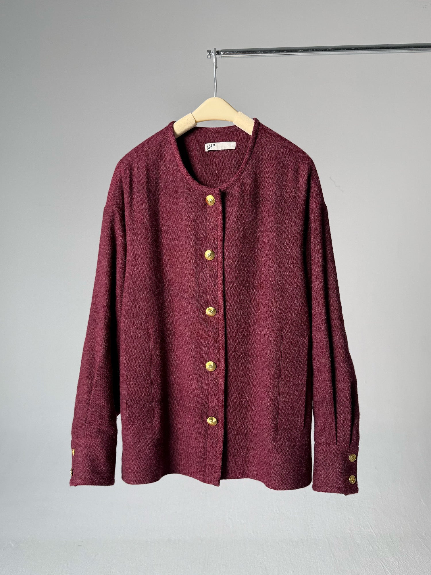 LABELDEL 25AW红色麻毛衬衫外套白底图