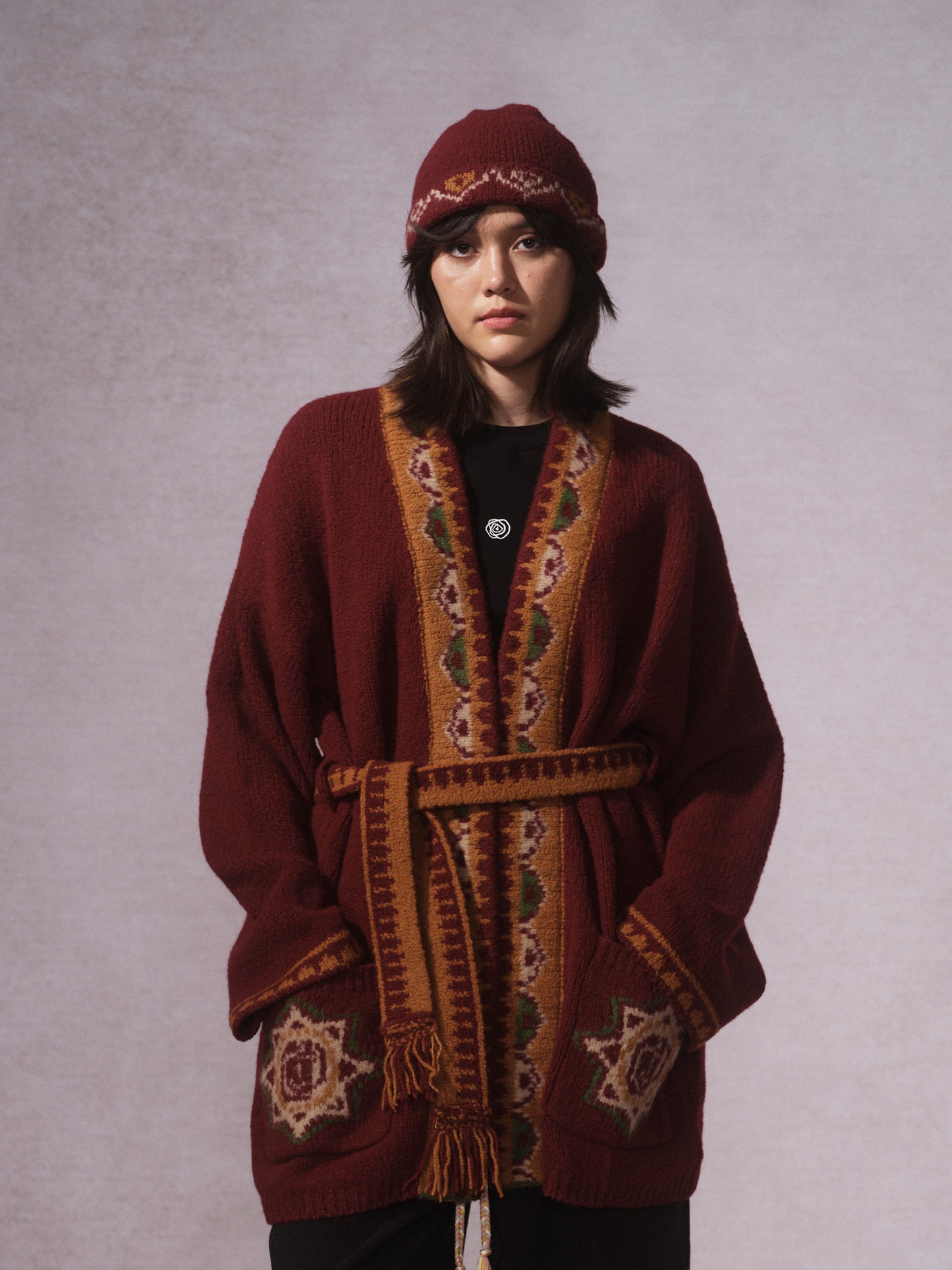 LABELDEL 25AW红色唐纹开衫毛衣02