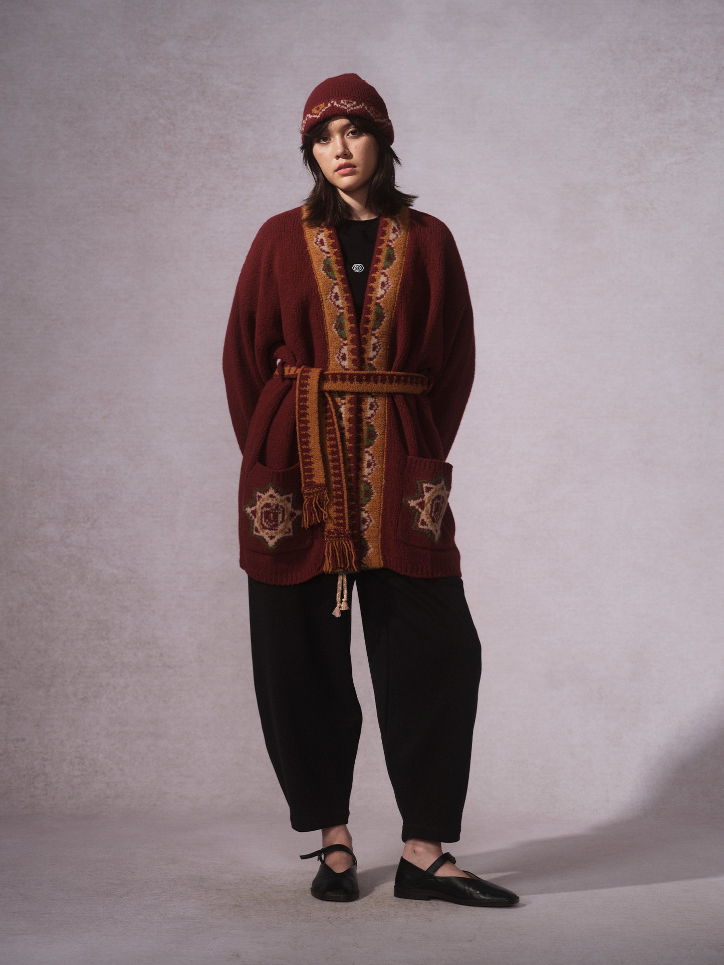 LABELDEL 25AW红色唐纹开衫毛衣2