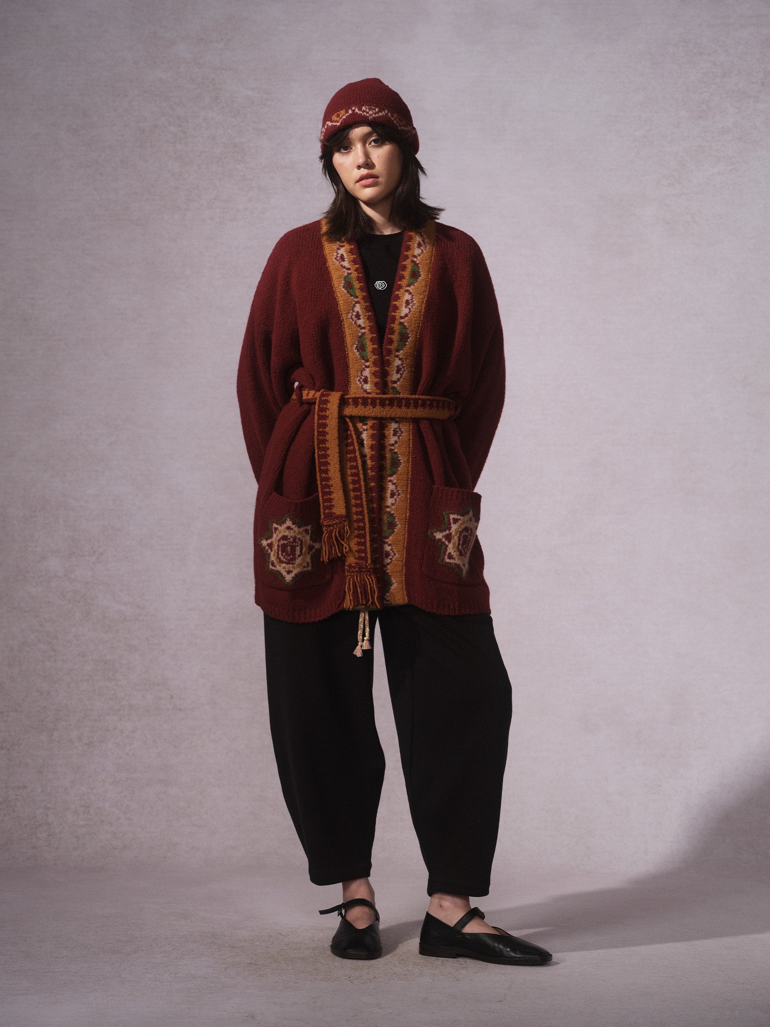 LABELDEL 25AW红色唐纹开衫毛衣2