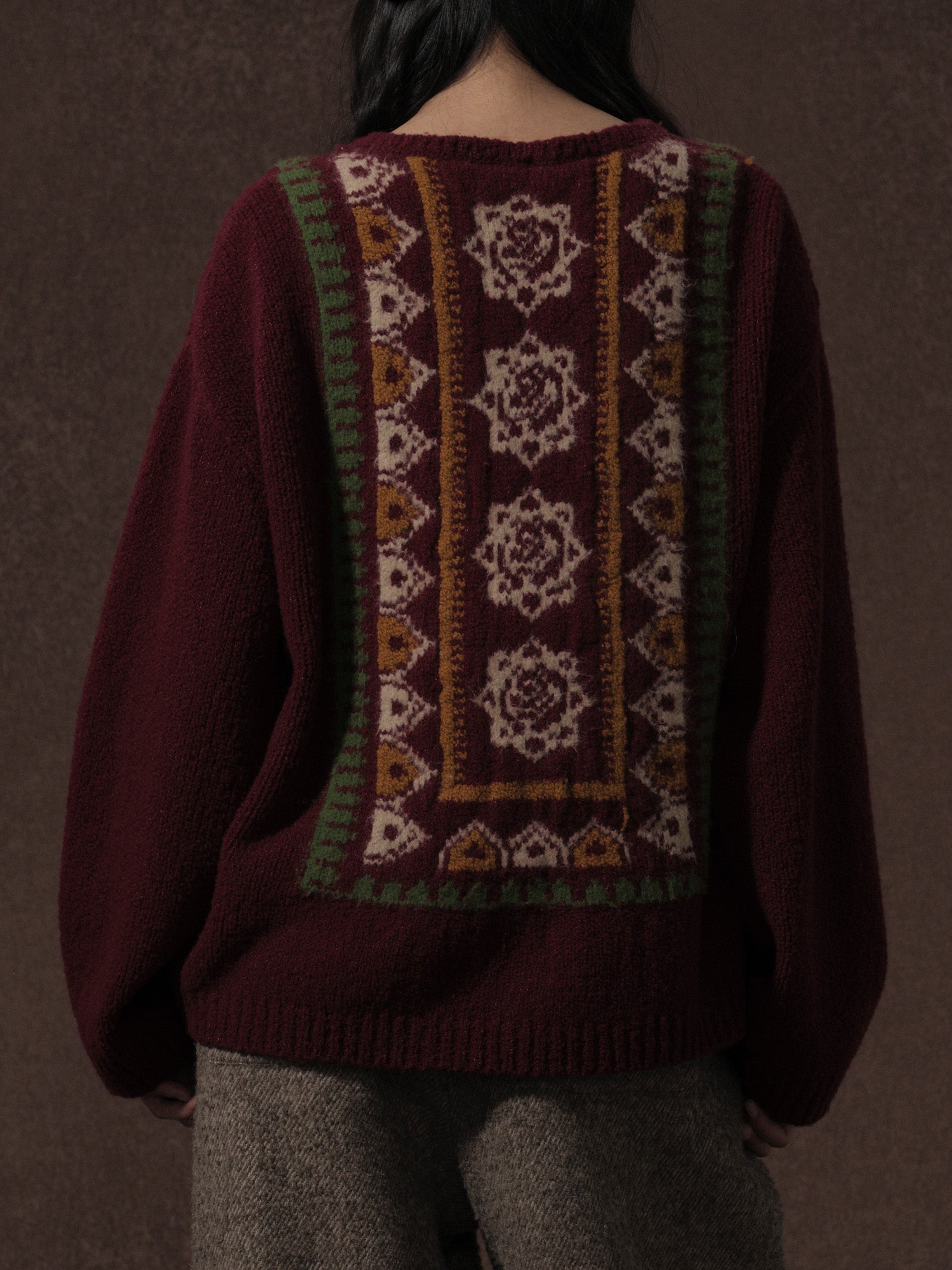 LABELDEL 25AW红色唐纹地毯毛衣0