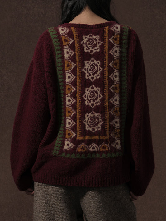 LABELDEL 25AW红色唐纹地毯毛衣0