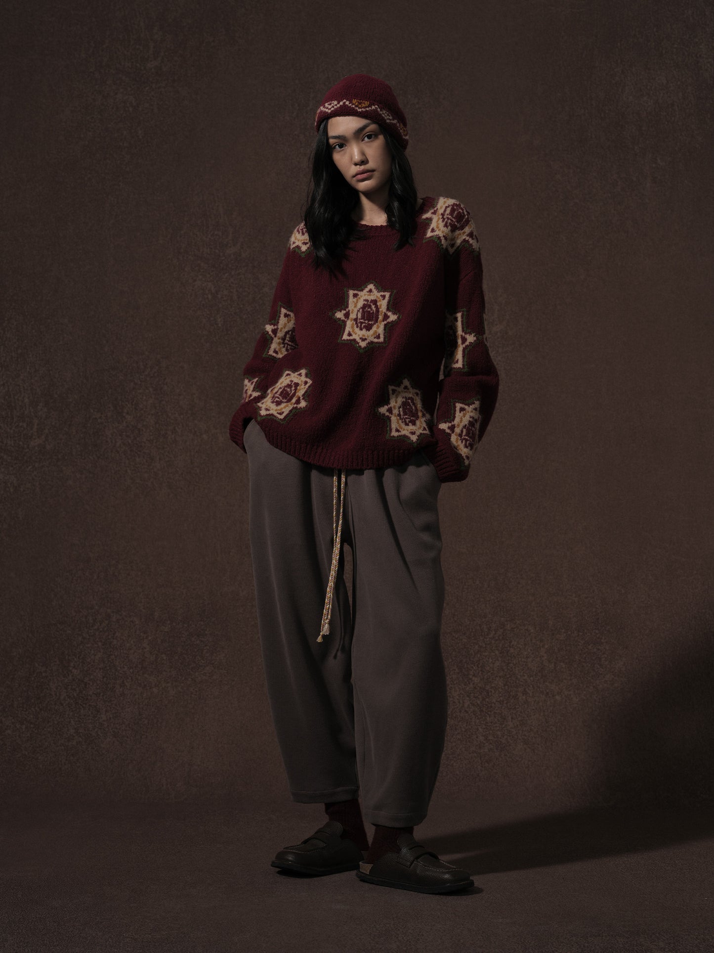 LABELDEL 25AW红色唐纹星星毛衣1