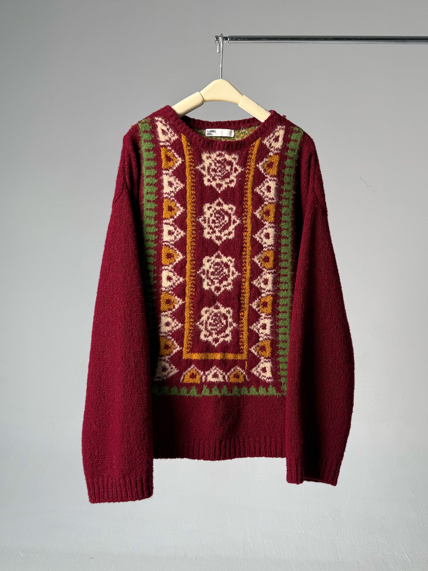 LABELDEL 25AW红色唐纹地毯毛衣白底图