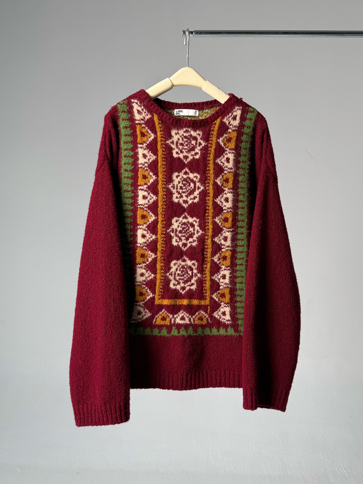 LABELDEL 25AW红色唐纹地毯毛衣白底图