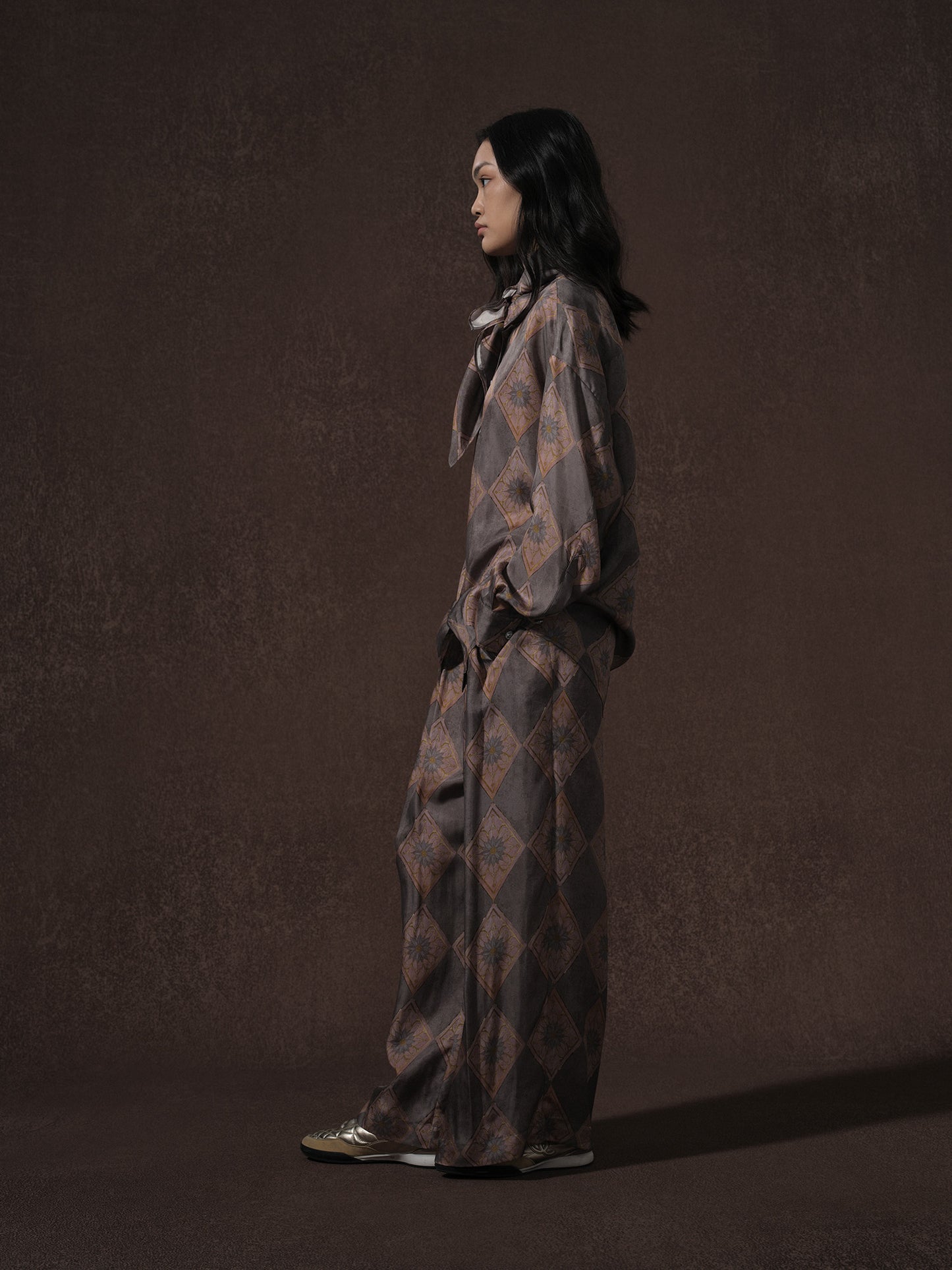 25AW唐纹印花铜氨衬衫和裤子2