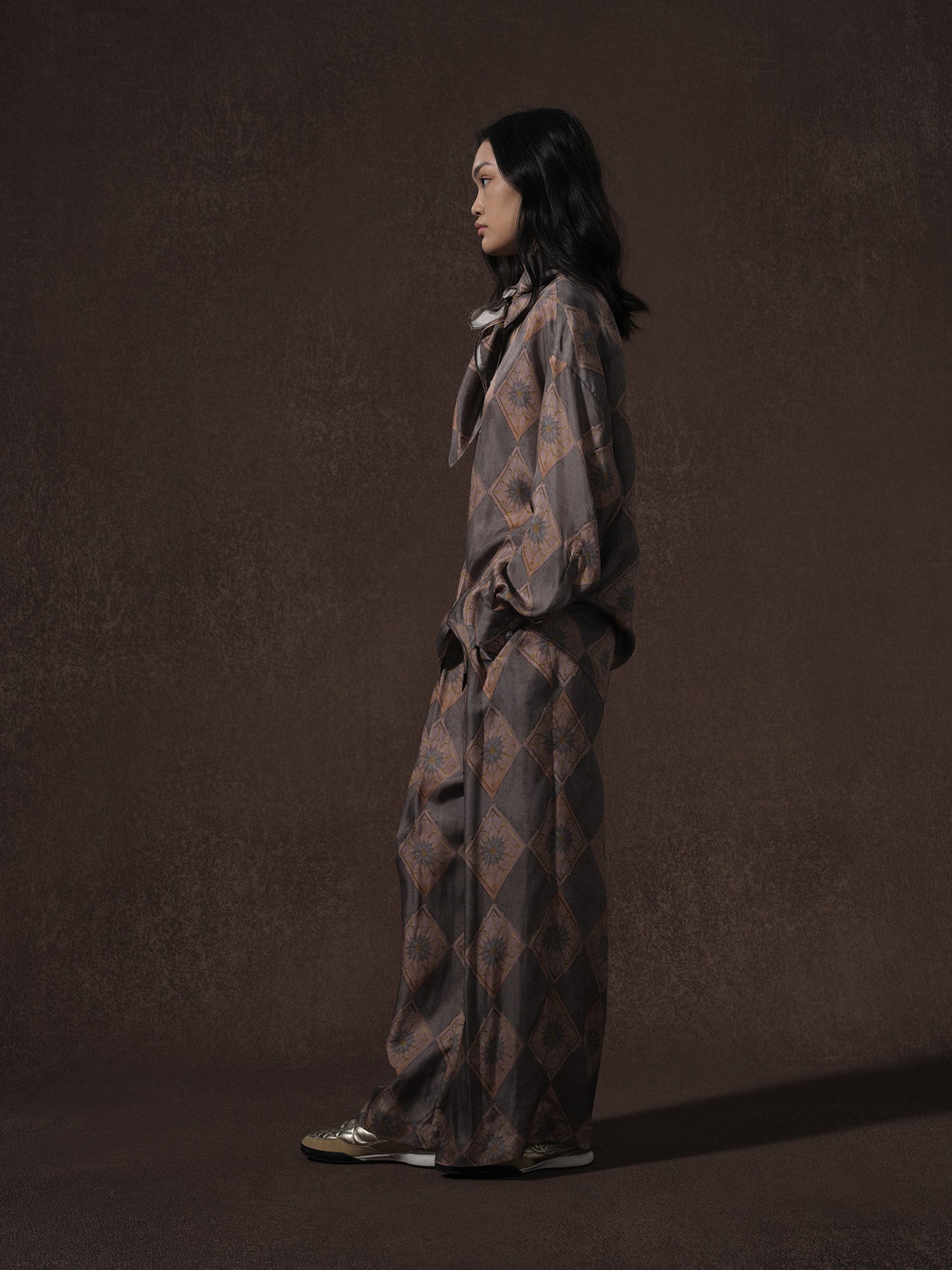 25AW唐纹印花铜氨衬衫和裤子2