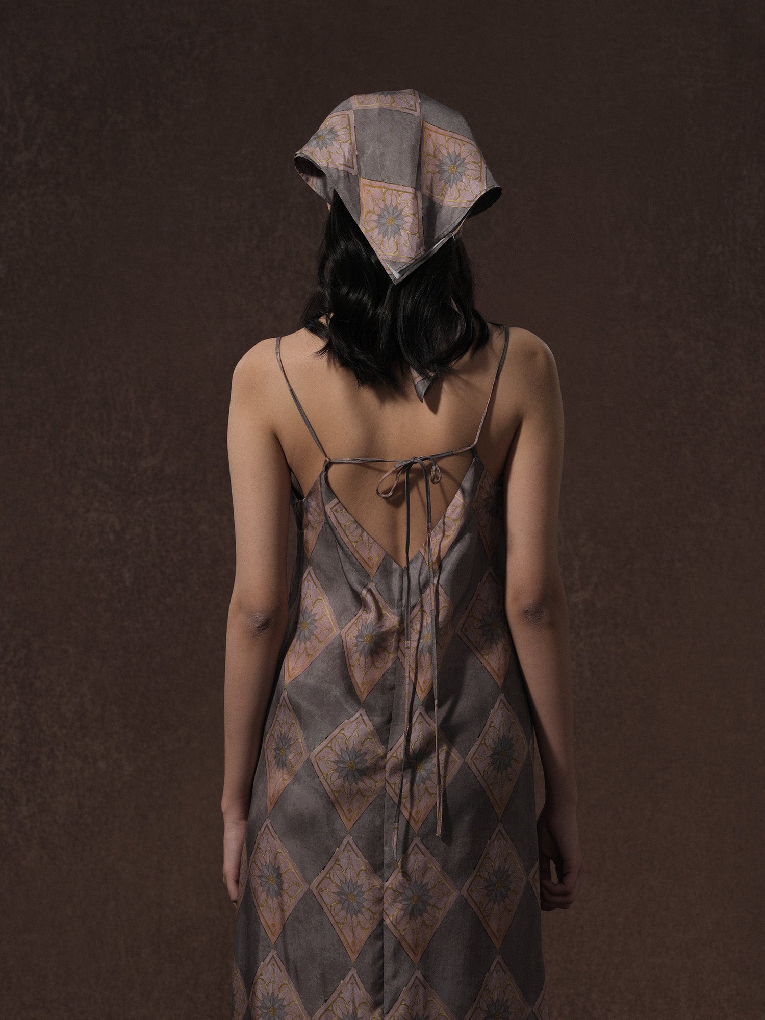 LABELDEL 25AW唐纹印花铜氨连衣裙0