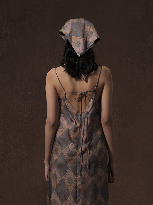 LABELDEL 25AW唐纹印花铜氨连衣裙0