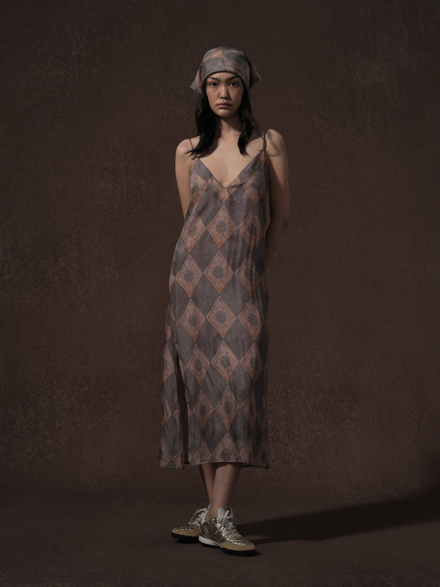 LABELDEL 25AW唐纹印花铜氨连衣裙1