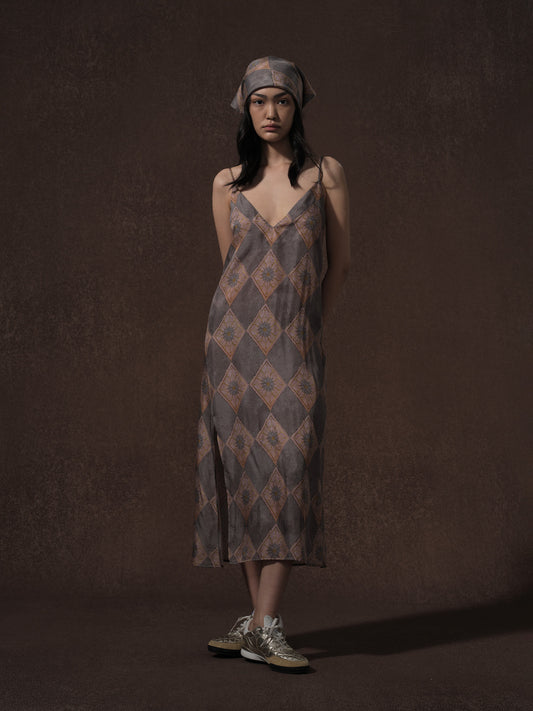 LABELDEL 25AW唐纹印花铜氨连衣裙1