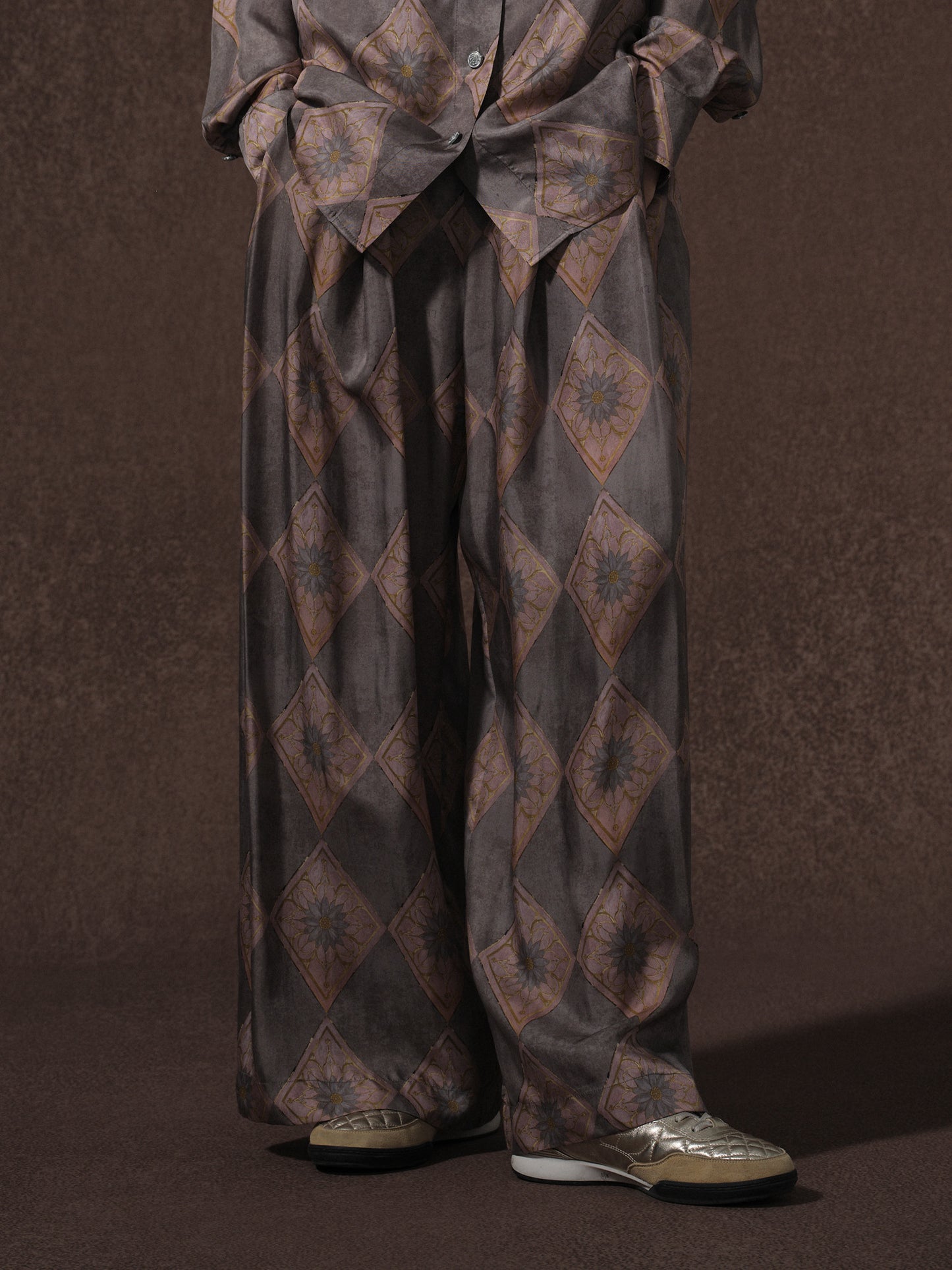 LABELDEL 25AW唐纹印花铜氨长裤0