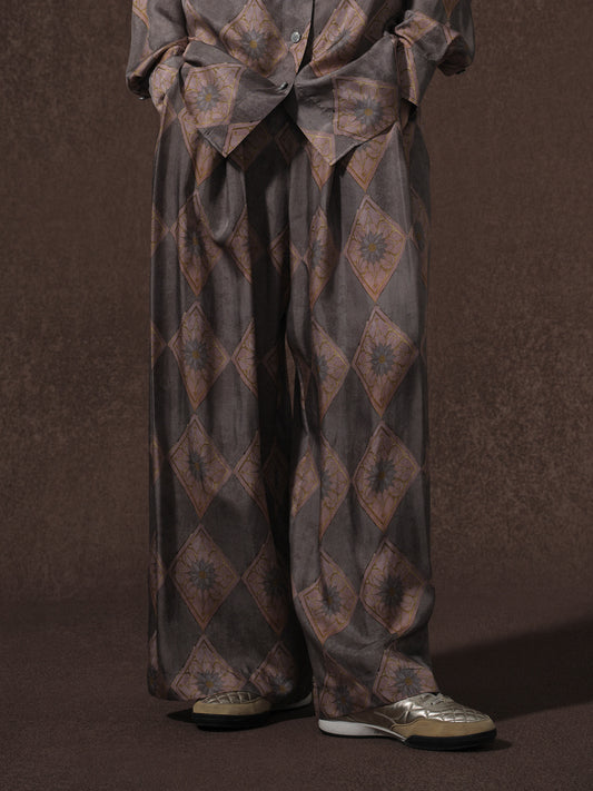 LABELDEL 25AW唐纹印花铜氨长裤0