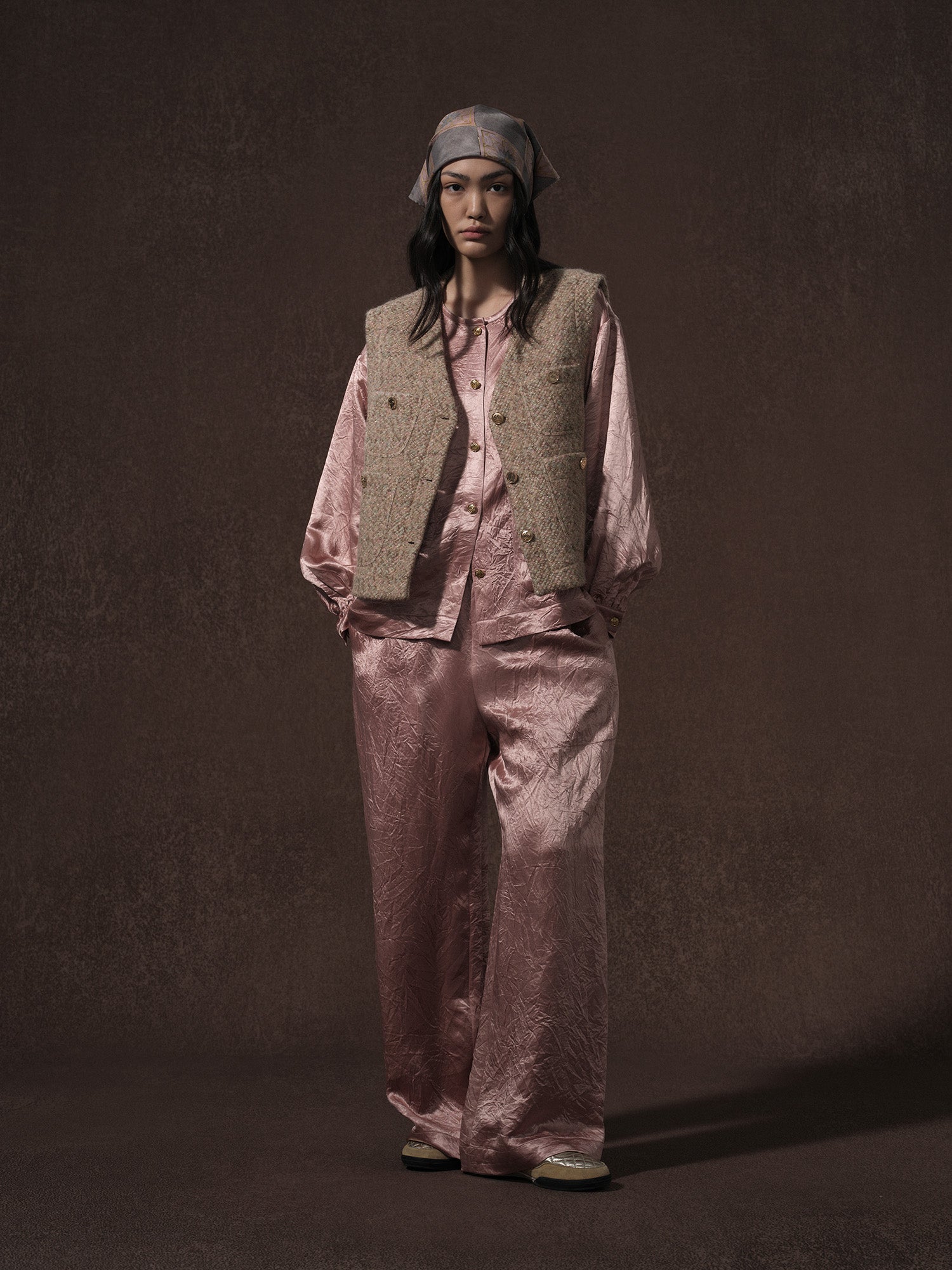 LABELDEL 25AW鱼鳞纹粗花呢四袋马甲1