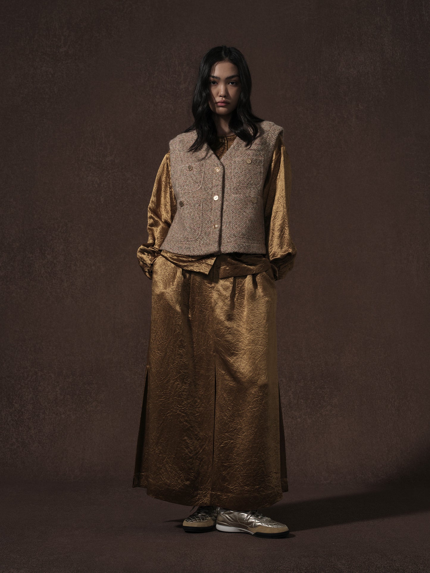 LABELDEL 25AW鱼鳞纹粗花呢四袋马甲1