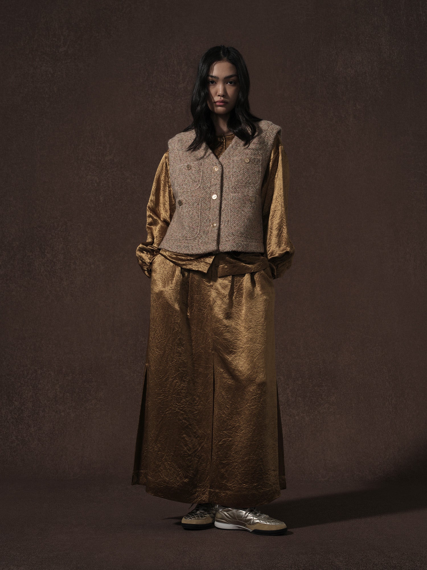 LABELDEL 25AW鱼鳞纹粗花呢四袋马甲1