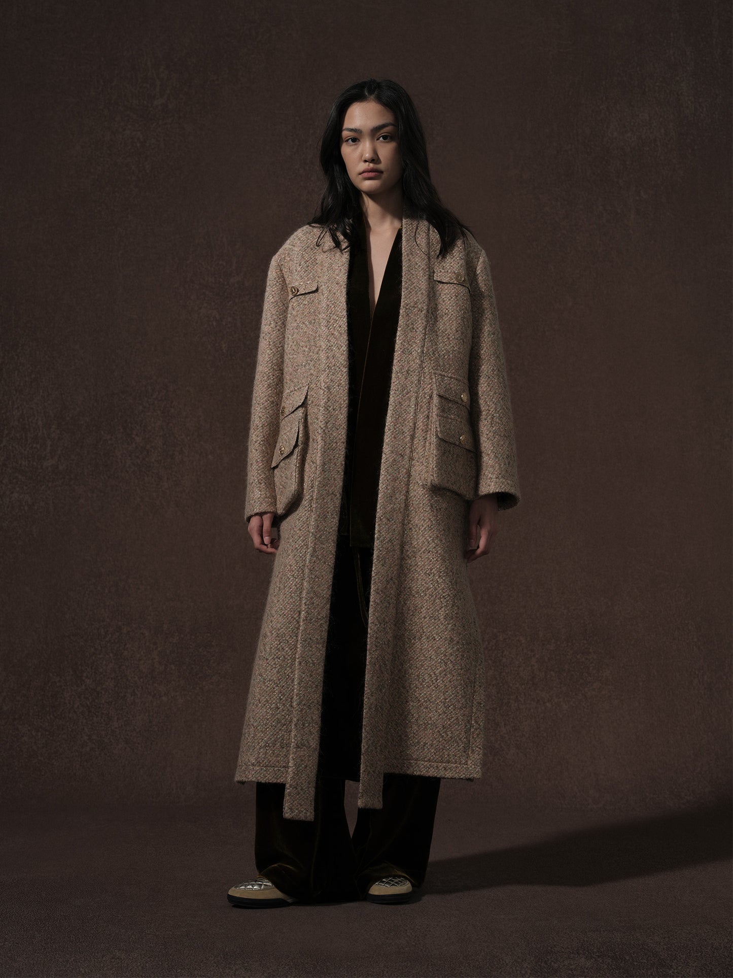 LABELDEL 25AW鱼鳞纹粗花呢六袋大衣1