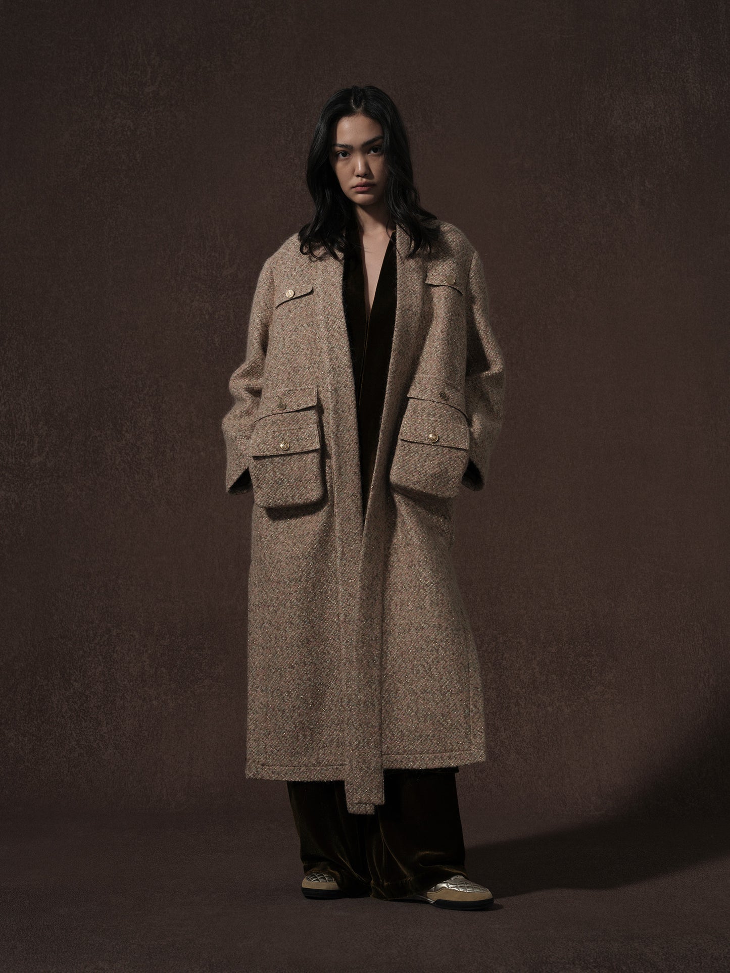 LABELDEL 25AW鱼鳞纹粗花呢六袋大衣2