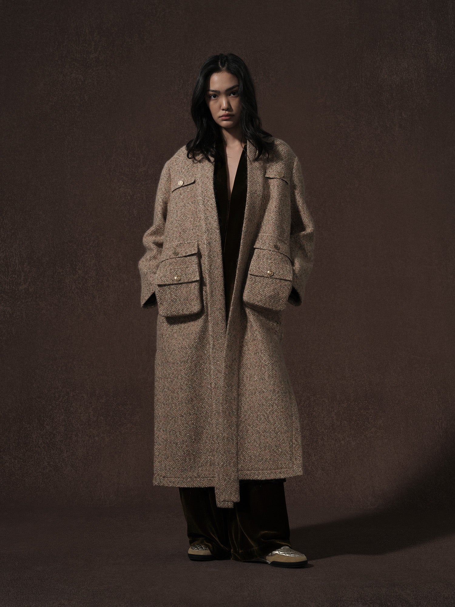 LABELDEL 25AW鱼鳞纹粗花呢六袋大衣2