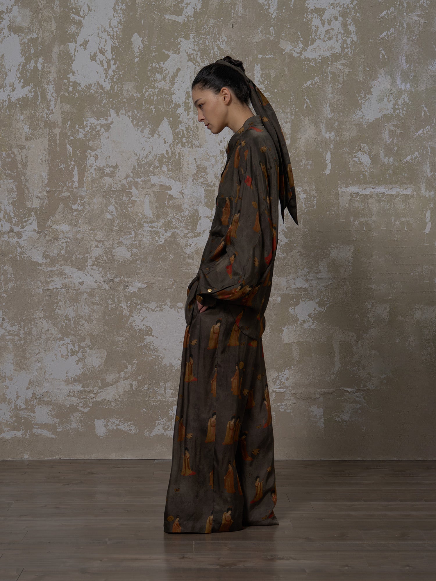 LABELDEL 25SS簪花仕女图铜氨印花长袖衬衫3