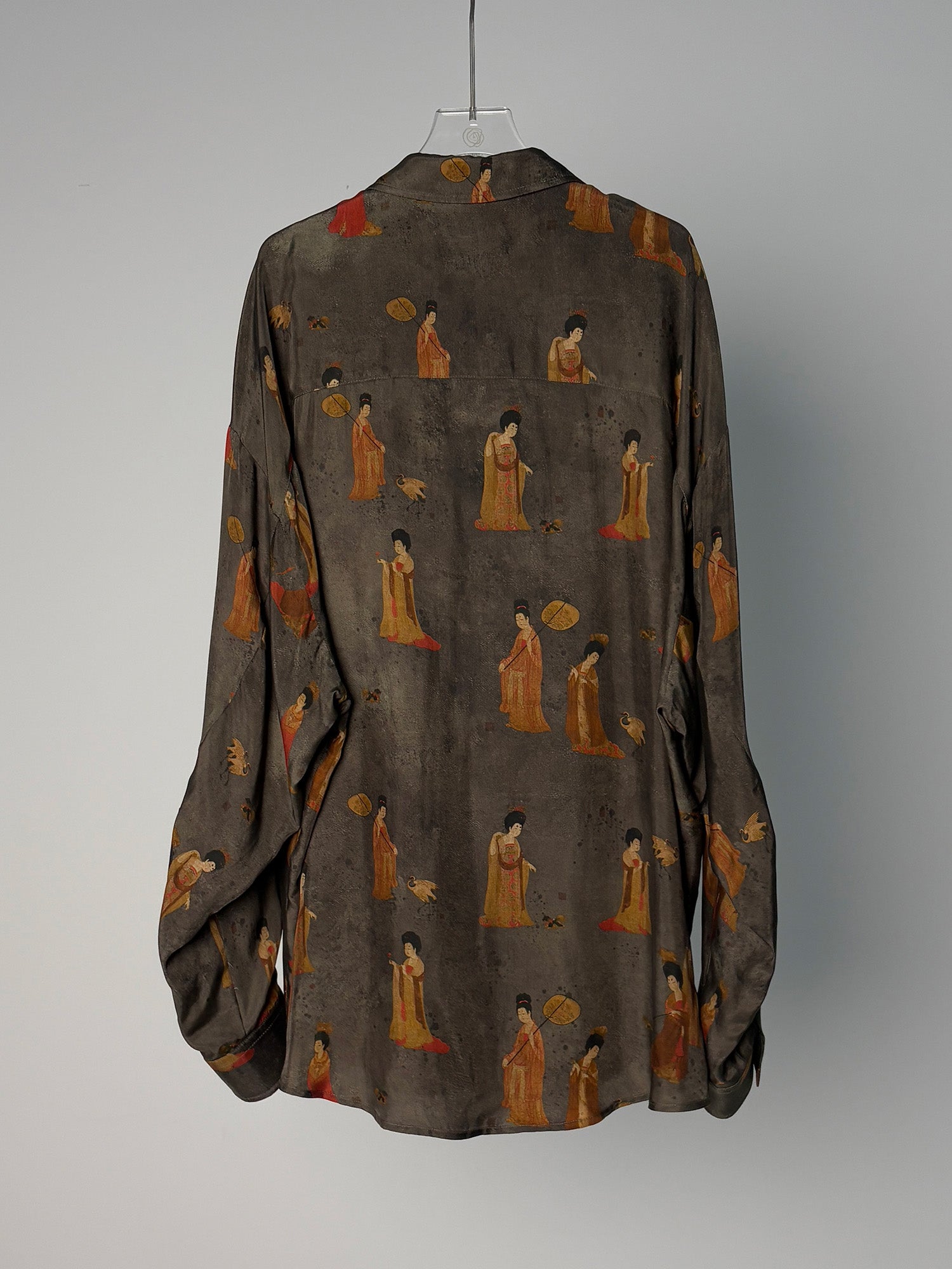 LABELDEL 25SS簪花仕女图铜氨印花长袖衬衫白底图2