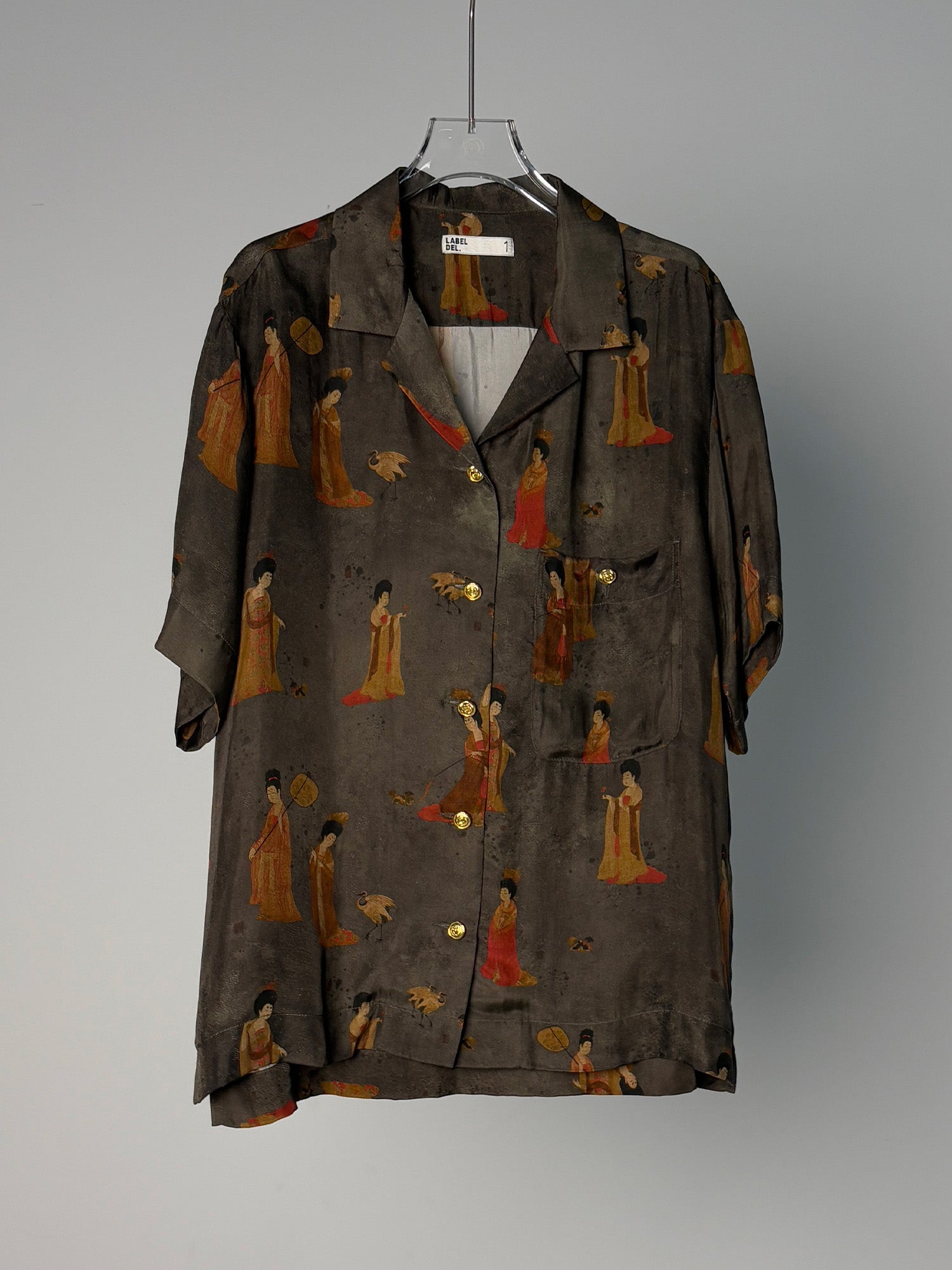 LABELDEL 25SS簪花仕女图铜氨印花短袖衬衫白底图