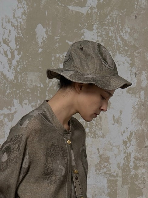 LABELDEL 25SS簪花仕女图绿麻印花帽子1