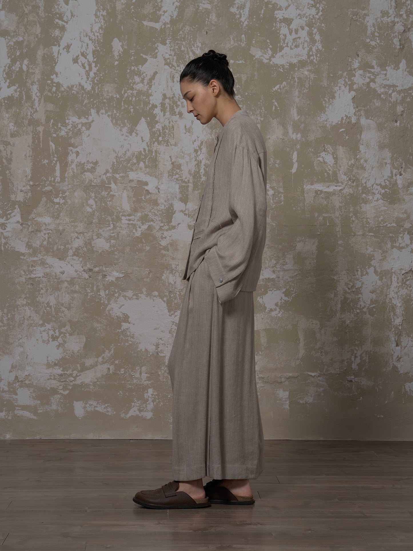 LABELDEL 25SS灰色亚麻长袖衬衫2