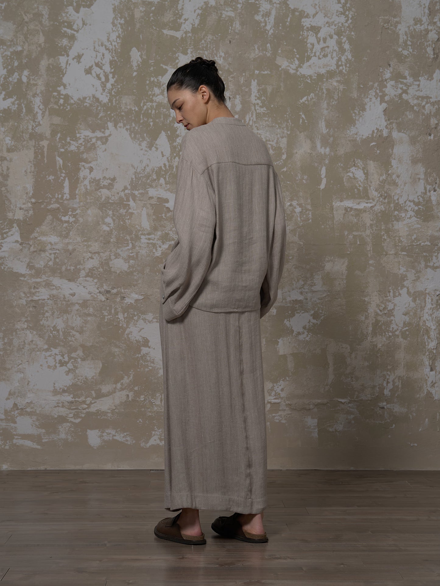 LABELDEL 25SS灰色亚麻长袖衬衫3