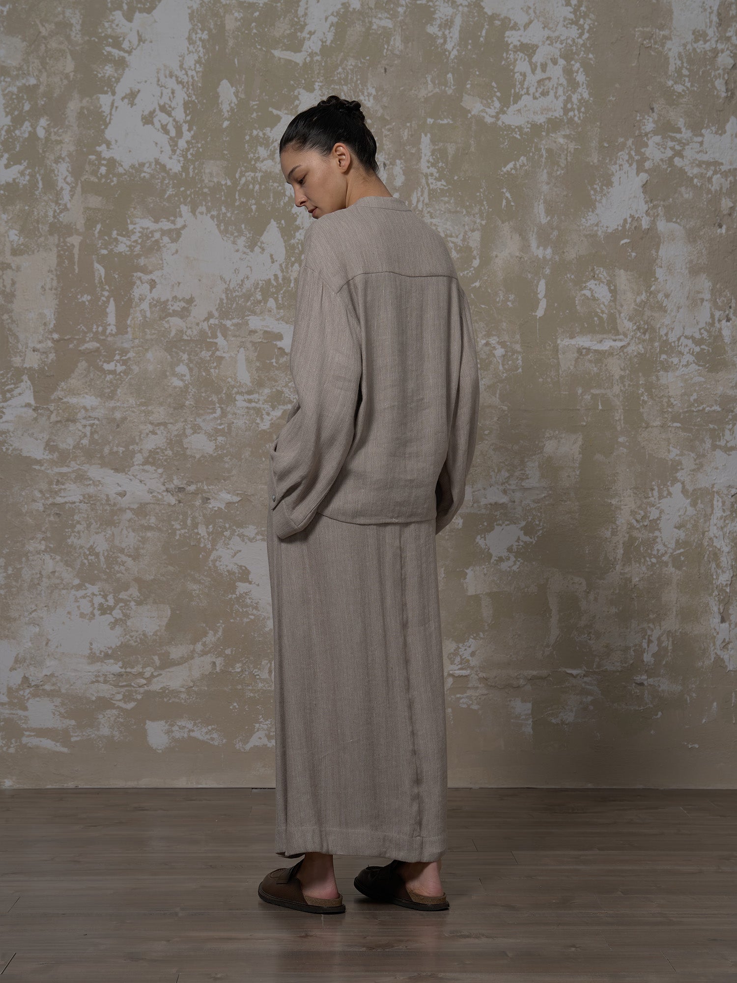 LABELDEL 25SS灰色亚麻长袖衬衫3