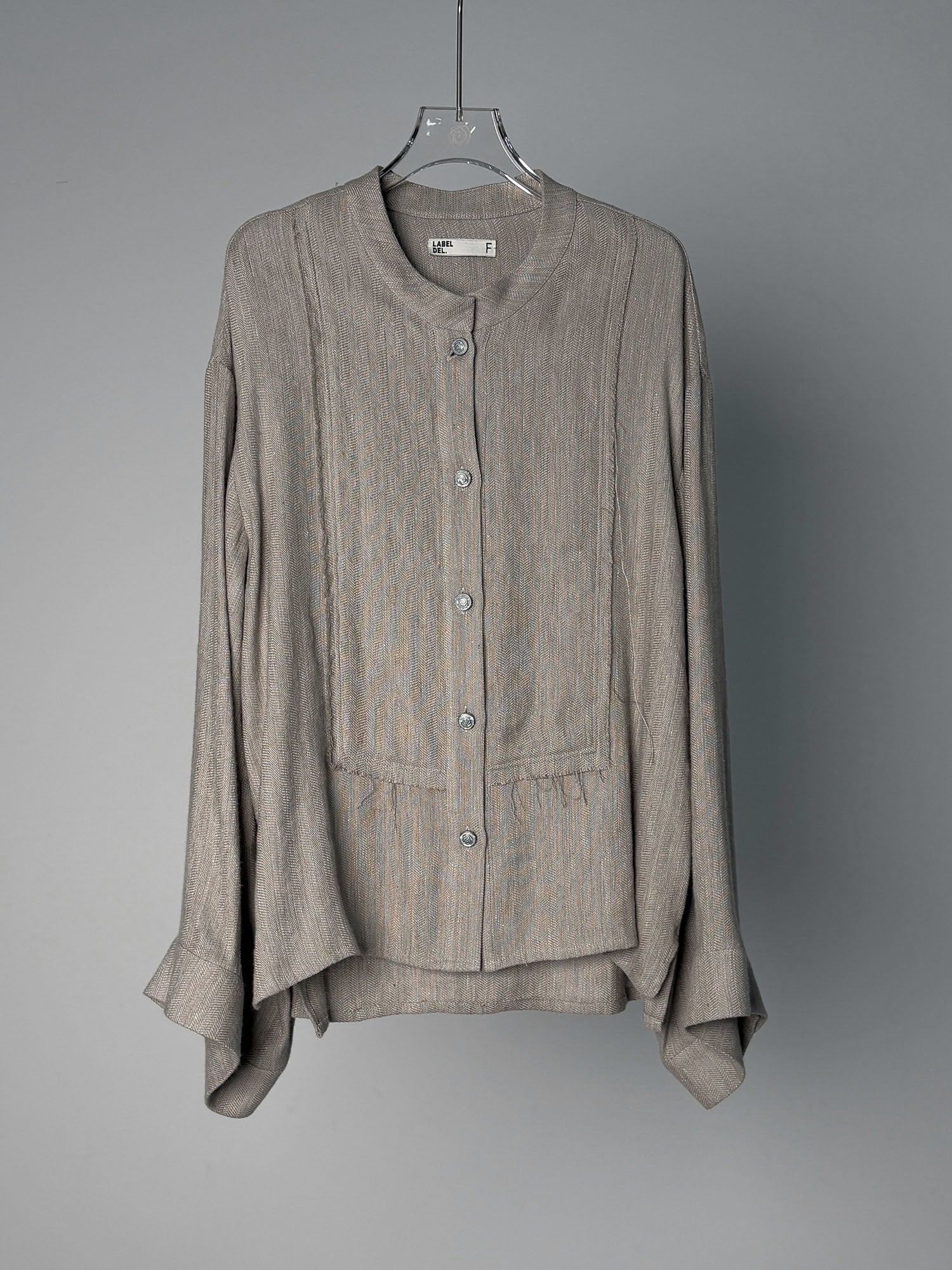 LABELDEL 25SS灰色亚麻长袖衬衫白底图