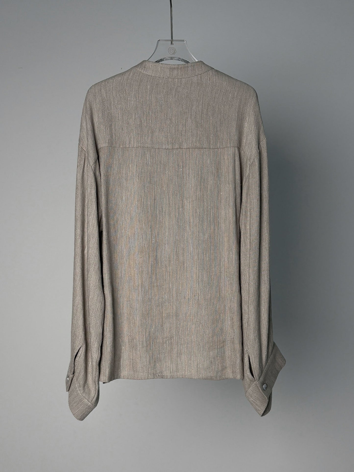 LABELDEL 25SS灰色亚麻长袖衬衫白底图2