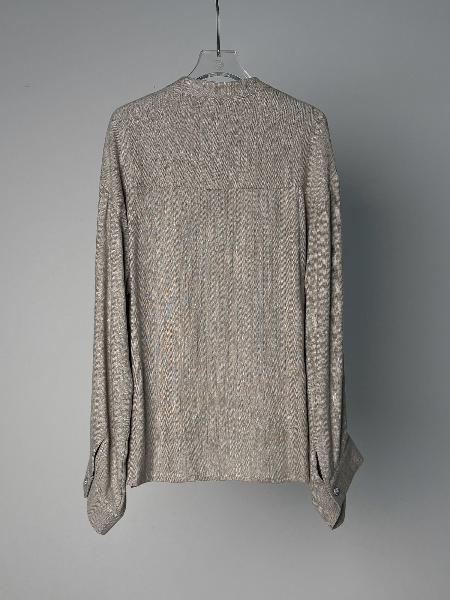 LABELDEL 25SS灰色亚麻长袖衬衫白底图2