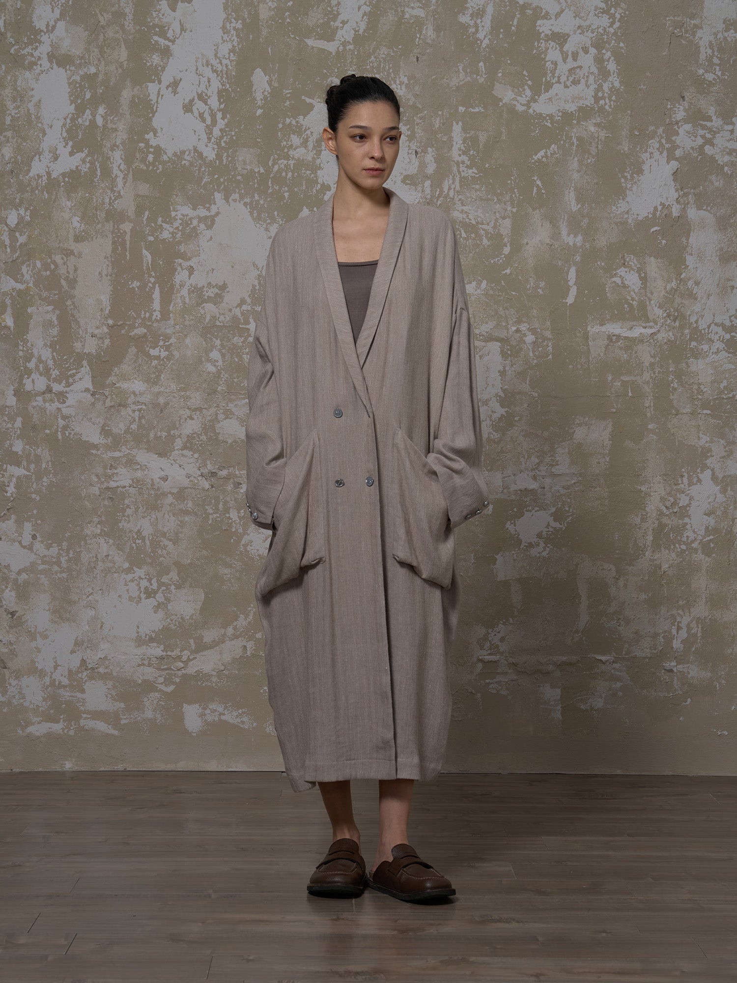 LABELDEL 25SS灰色亚麻长袍1