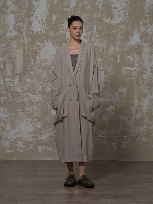 LABELDEL 25SS灰色亚麻长袍1