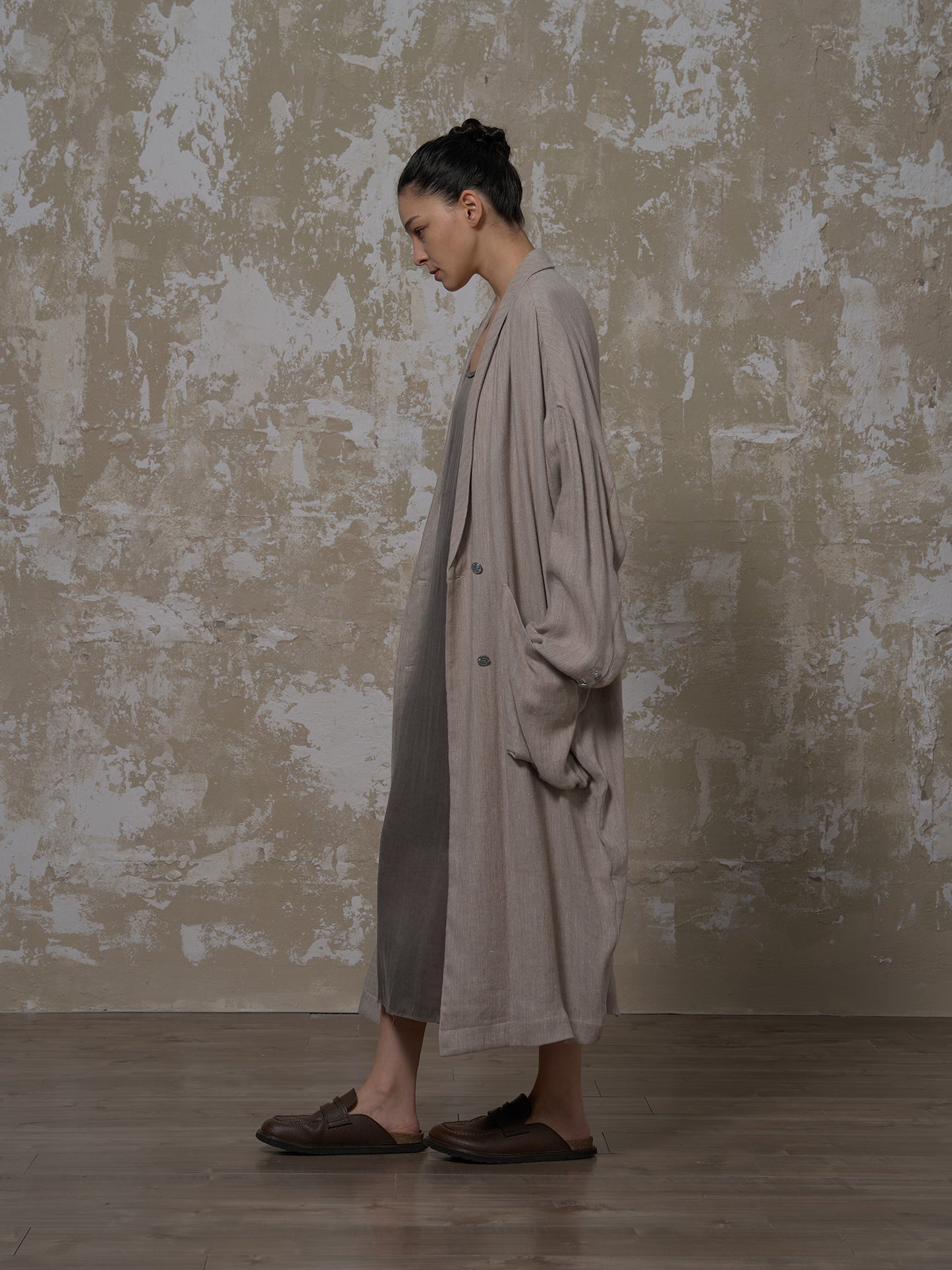 LABELDEL 25SS灰色亚麻长袍2