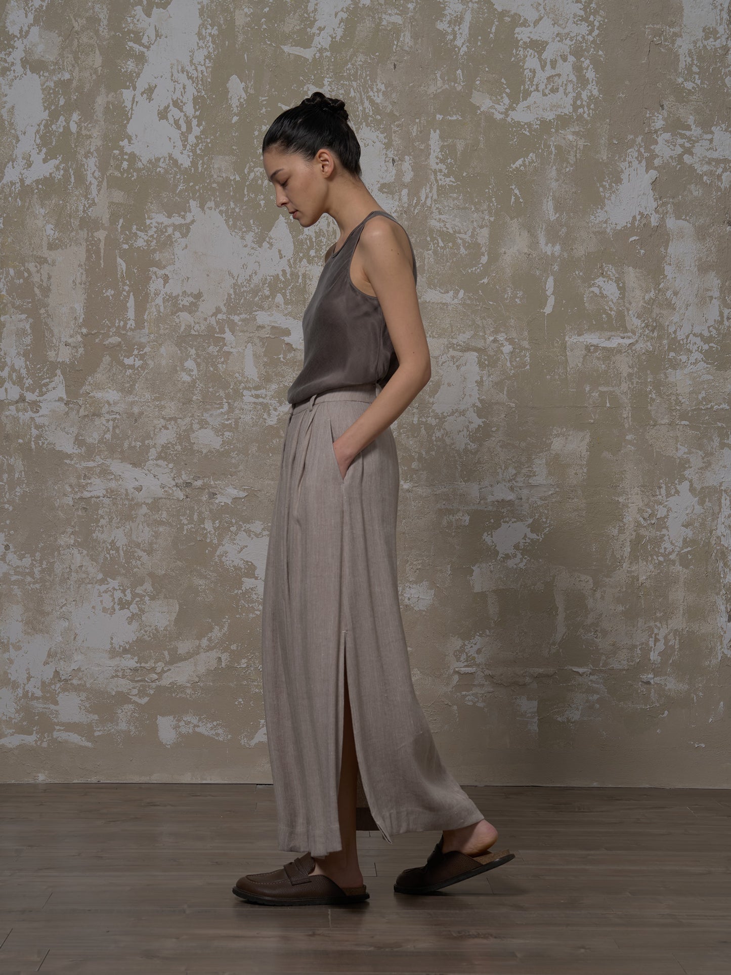 LABELDEL 25SS灰色亚麻半裙2