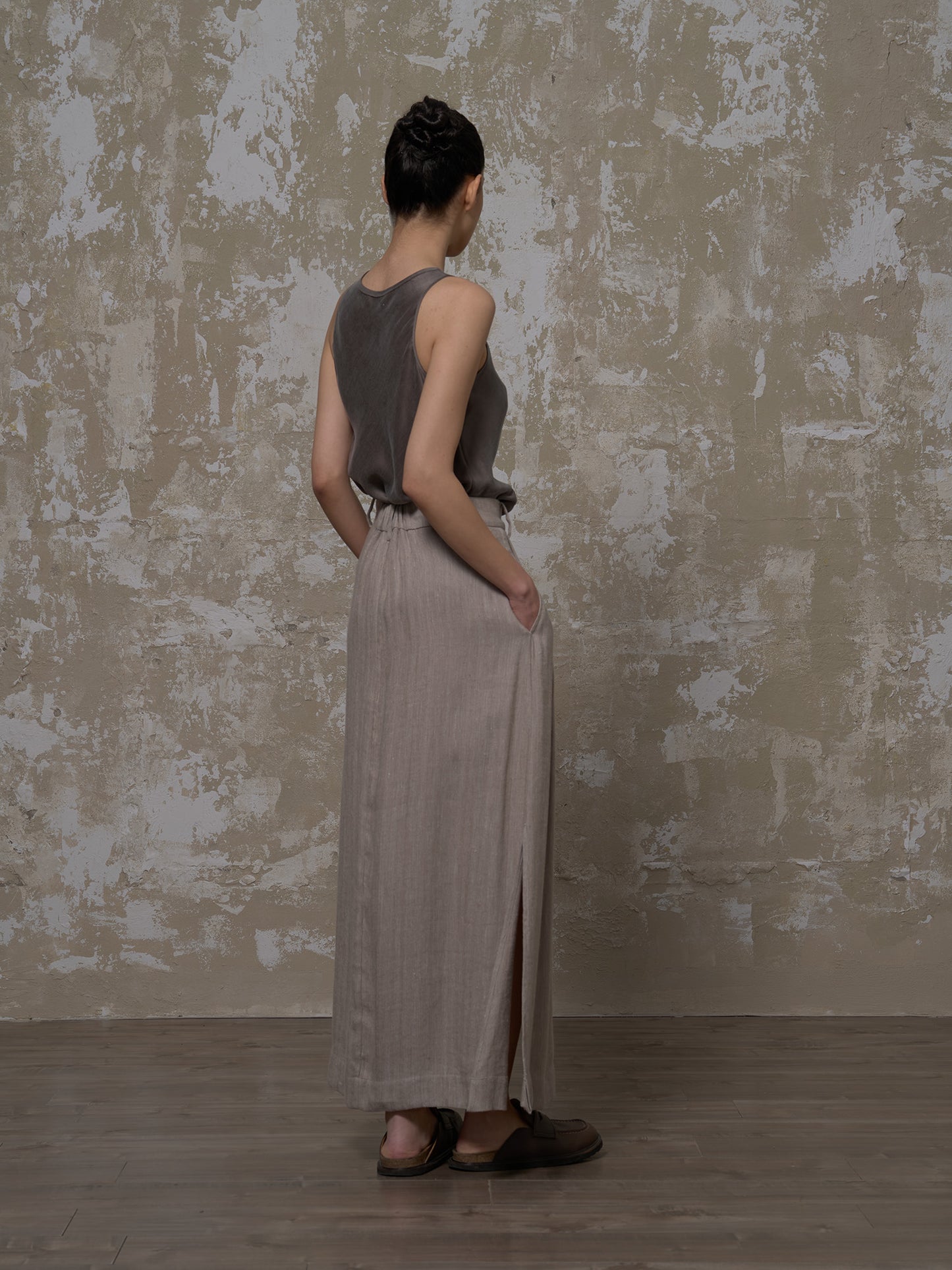 LABELDEL 25SS灰色亚麻半裙3