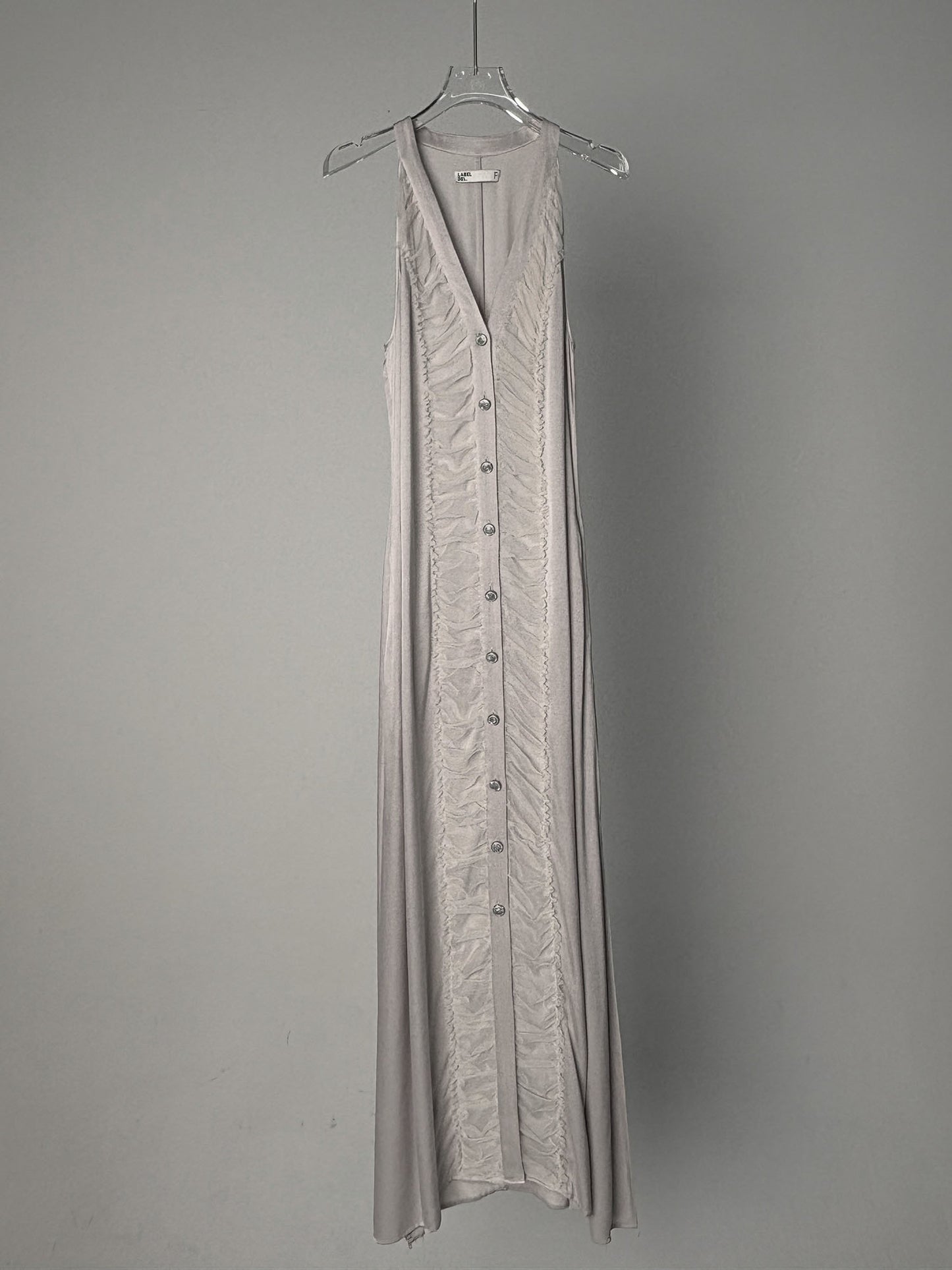 LABELDEL 25SS银灰铜氨拼纱连衣裙白底图