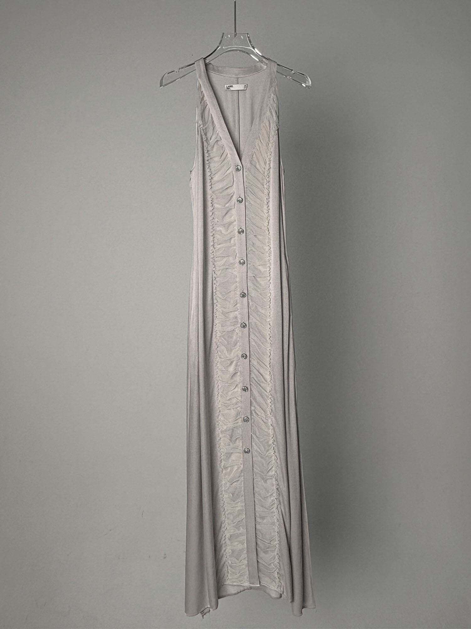 LABELDEL 25SS银灰铜氨拼纱连衣裙白底图